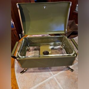 Anchor, Hocking, Fire King, avocado green Buffet Server ✨